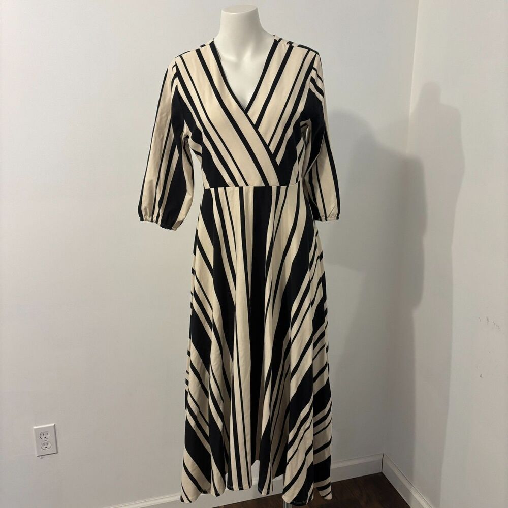 Soft Surroundings Petite Medium Vertical Stripe Black and White Maxi Dress